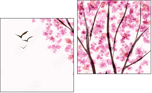 Spring blooming tree  - Obraz dwuczęściowy, Dyptyk