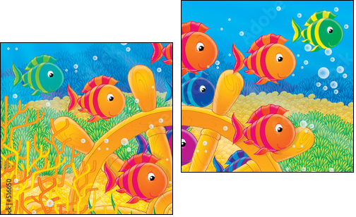 Kolorowe rybki za sterem – podwodna zabawa
 - Obraz dwuczęściowy, Dyptyk