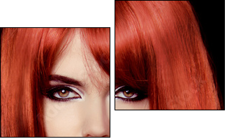 Red Hair. Beautiful Sexy Girl. Healthy Long Hair. Beauty Model W  - Obraz dwuczęściowy, Dyptyk