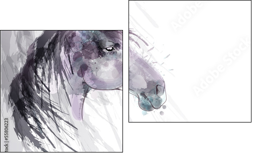 Horse head watercolor painting  - Obraz dwuczęściowy, Dyptyk