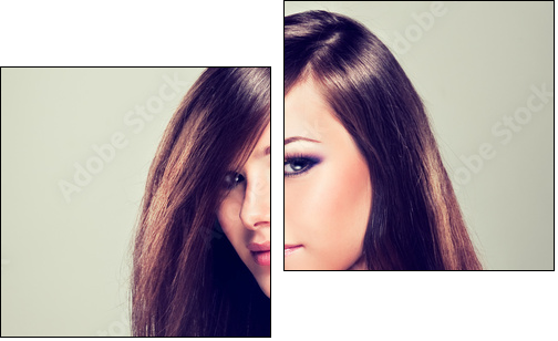 Brunette girl with long hair  - Obraz dwuczęściowy, Dyptyk
