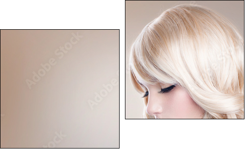 Blonde Woman Portrait. Beautiful Blond Girl with Long Wavy Hair  - Obraz dwuczęściowy, Dyptyk