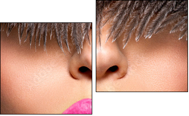  Closeup Beautiful female lips with pink  lipstick  - Obraz dwuczęściowy, Dyptyk
