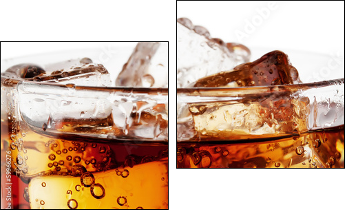 Fragment of glass cola with ice  - Obraz dwuczęściowy, Dyptyk