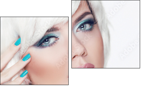 Blond girl. Jewelry. Makeup. Fashion Beauty Woman Portrait with  - Obraz dwuczęściowy, Dyptyk