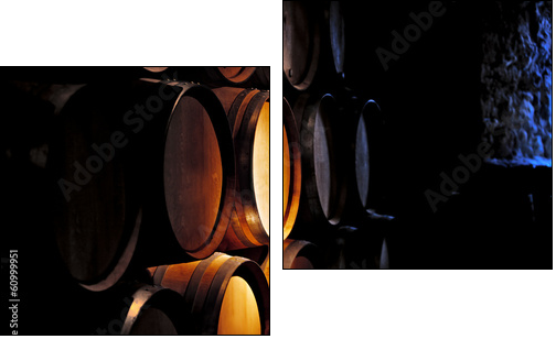 Barrel of wine in winery.  - Obraz dwuczęściowy, Dyptyk