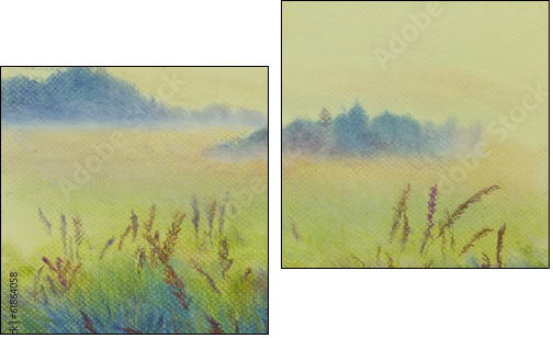 pastel landscape  - Obraz dwuczęściowy, Dyptyk