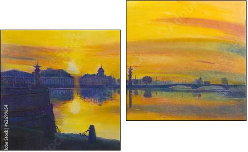 Sunset over the city  - Obraz dwuczęściowy, Dyptyk
