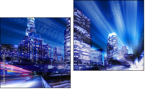 Composite of Los Angeles with binary code  - Obraz dwuczęściowy, Dyptyk