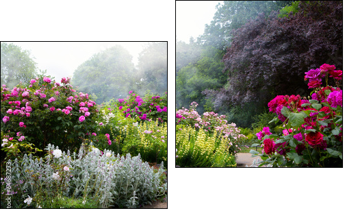 Art flowers in the morning in an English park  - Obraz dwuczęściowy, Dyptyk