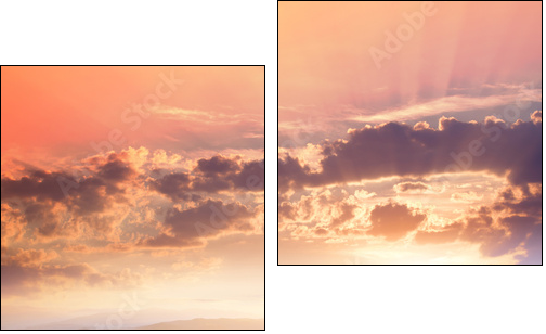 Sunset in the mountains landscape. Dramatic sky,  colorful stone  - Obraz dwuczęściowy, Dyptyk