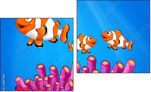 Clownfishes under the sea  - Obraz dwuczęściowy, Dyptyk