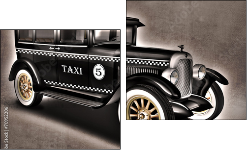 schwarzer Oltimer, PKW, Limousine Taxi, Taxe  - Obraz dwuczęściowy, Dyptyk