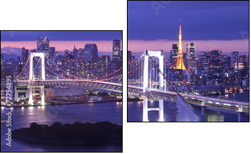view of Tokyo Bay , Rainbow bridge and Tokyo Tower landmark - Obraz dwuczęściowy, Dyptyk