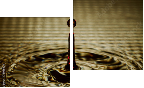 Water Drop Splash with Ripples  - Obraz dwuczęściowy, Dyptyk
