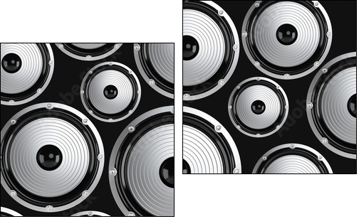Many elegant white and black loudspeakers  - Obraz dwuczęściowy, Dyptyk