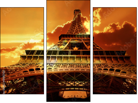 Wieże Eiffela w promieniach słońca
 - Obraz trzyczęściowy, Tryptyk