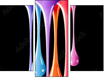 Nail polish liquid drops splash paint with glitter - Obraz trzyczęściowy, Tryptyk