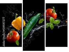 Vegetables water splash - Obraz trzyczęściowy, Tryptyk