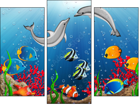 Podwodny świat delfinów – bajkowe tropiki
 - Obraz trzyczęściowy, Tryptyk