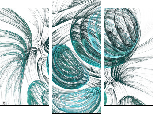 fractal blue smoky marbles - Obraz trzyczęściowy, Tryptyk