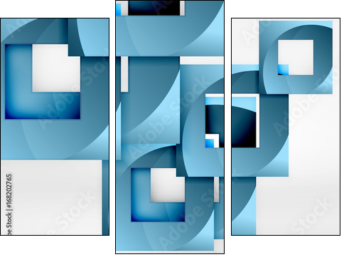 Squares geometric object in light 3d space, abstract background - Obraz trzyczęściowy, Tryptyk