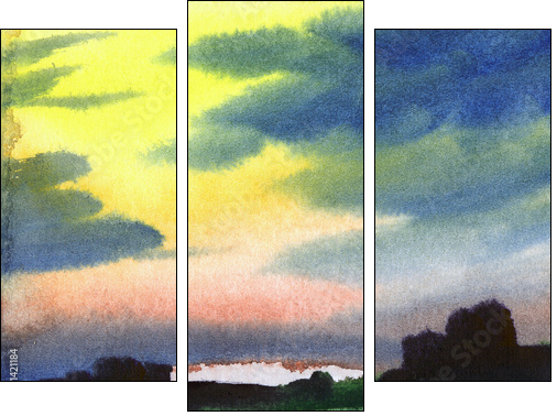 Water colour landscape  - Obraz trzyczęściowy, Tryptyk
