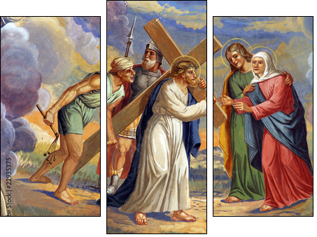 Jesus meets His Mother  - Obraz trzyczęściowy, Tryptyk