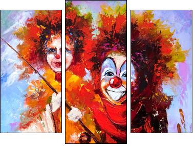 Two clowns on fishing  - Obraz trzyczęściowy, Tryptyk