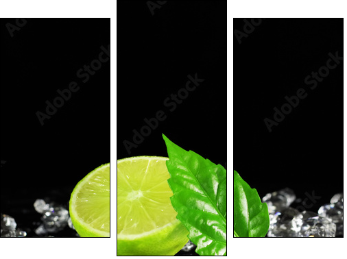 Lime on a black background  - Obraz trzyczęściowy, Tryptyk