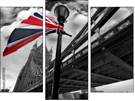 Tower Bridge – londyński most z Brytyjką 
 - Obraz trzyczęściowy, Tryptyk