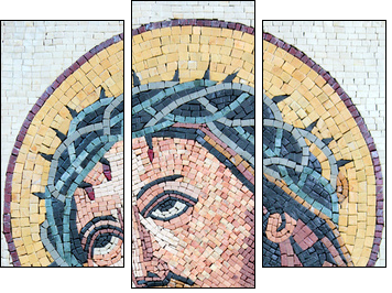 Antique Byzantine Christian mosaic portrait of Jesus Christ  - Obraz trzyczęściowy, Tryptyk