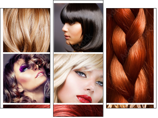 Hair Collage. Hairstyles  - Obraz trzyczęściowy, Tryptyk