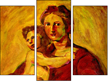 Madonna and Child Painting  - Obraz trzyczęściowy, Tryptyk
