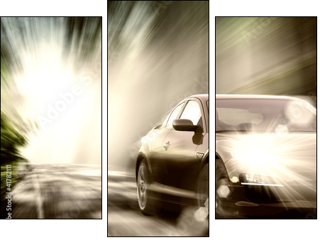 sport car on road  - Obraz trzyczęściowy, Tryptyk