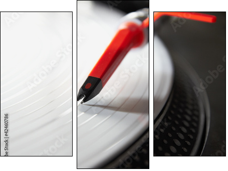 Professional turntable playing vinyl record  - Obraz trzyczęściowy, Tryptyk