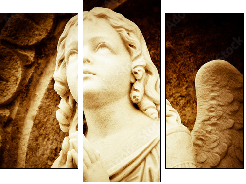 Praying angel in sepia shades  - Obraz trzyczęściowy, Tryptyk