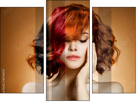Beauty Portrait. Concept Coloring Hair  - Obraz trzyczęściowy, Tryptyk