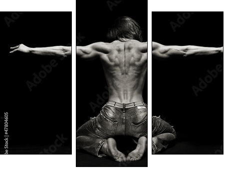 Muskularna sylwetka  - Obraz trzyczęściowy, Tryptyk