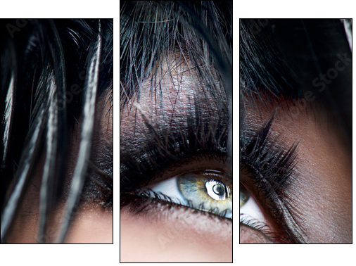 Smokey Eyes Make-up close-up. Black Eyeshadow  - Obraz trzyczęściowy, Tryptyk