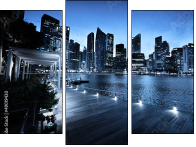Singapore city in sunset time  - Obraz trzyczęściowy, Tryptyk