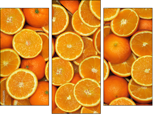 Pomarańczowe plasterki – cytrusy na maksa - Obraz trzyczęściowy, Tryptyk
