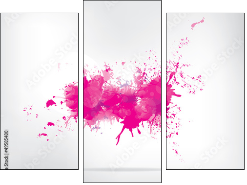 Colored paint splashes  on abstract background  - Obraz trzyczęściowy, Tryptyk