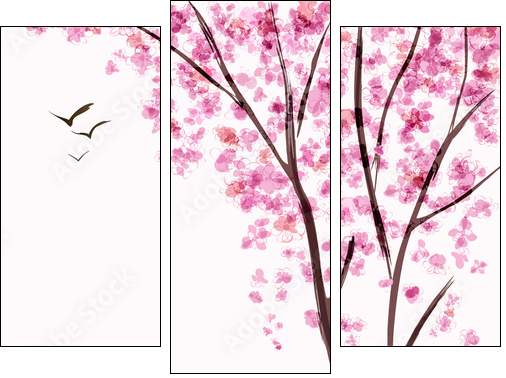 Spring blooming tree  - Obraz trzyczęściowy, Tryptyk