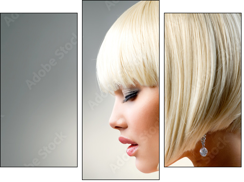 Beautiful Model with Short Blond hair  - Obraz trzyczęściowy, Tryptyk