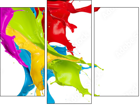 Colored splashes in abstract shape, isolated on white background  - Obraz trzyczęściowy, Tryptyk