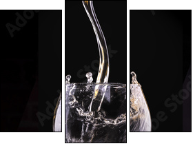Splash white wine against a black background  - Obraz trzyczęściowy, Tryptyk