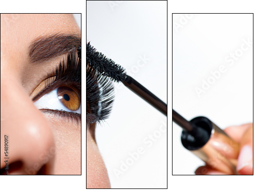 Mascara Applying. Long Lashes closeup  - Obraz trzyczęściowy, Tryptyk