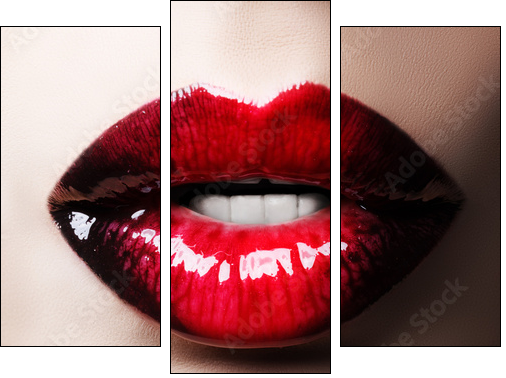 Passionate red lips  - Obraz trzyczęściowy, Tryptyk