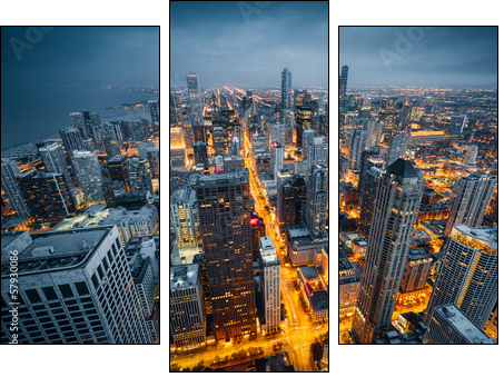 Chicago skyline  - Obraz trzyczęściowy, Tryptyk